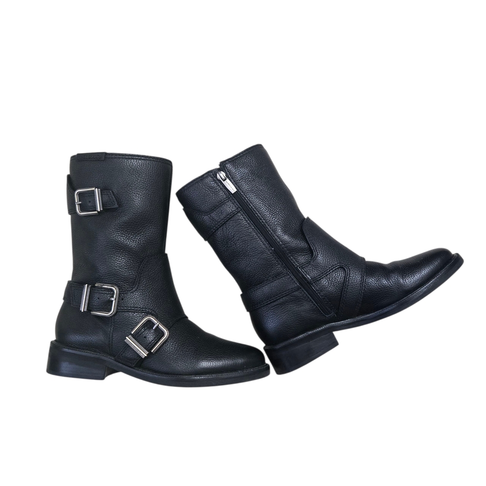 Vince Camuto Black Moto Boots with Buckles